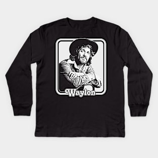 Waylon Jennings //// Retro Style Fan Design Kids Long Sleeve T-Shirt